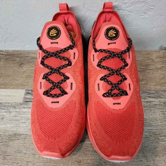 Under Armour Curry Flow Go Running Shoes Coral Red Black 3023814-604 Siz… - Picture 7 of 13